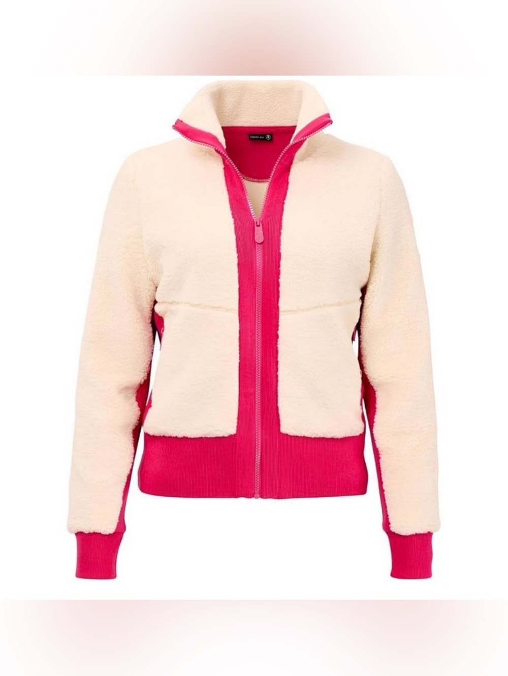 Krimson Klover Cream Sherpa Zip Jacket with Wine Trim